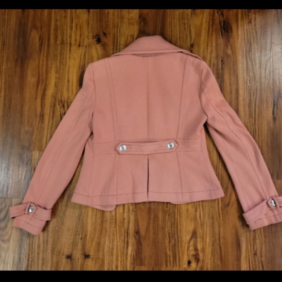 Bebe Cropped Button Military Blazer Jacket Pink/Mauve - Picture 7 of 9